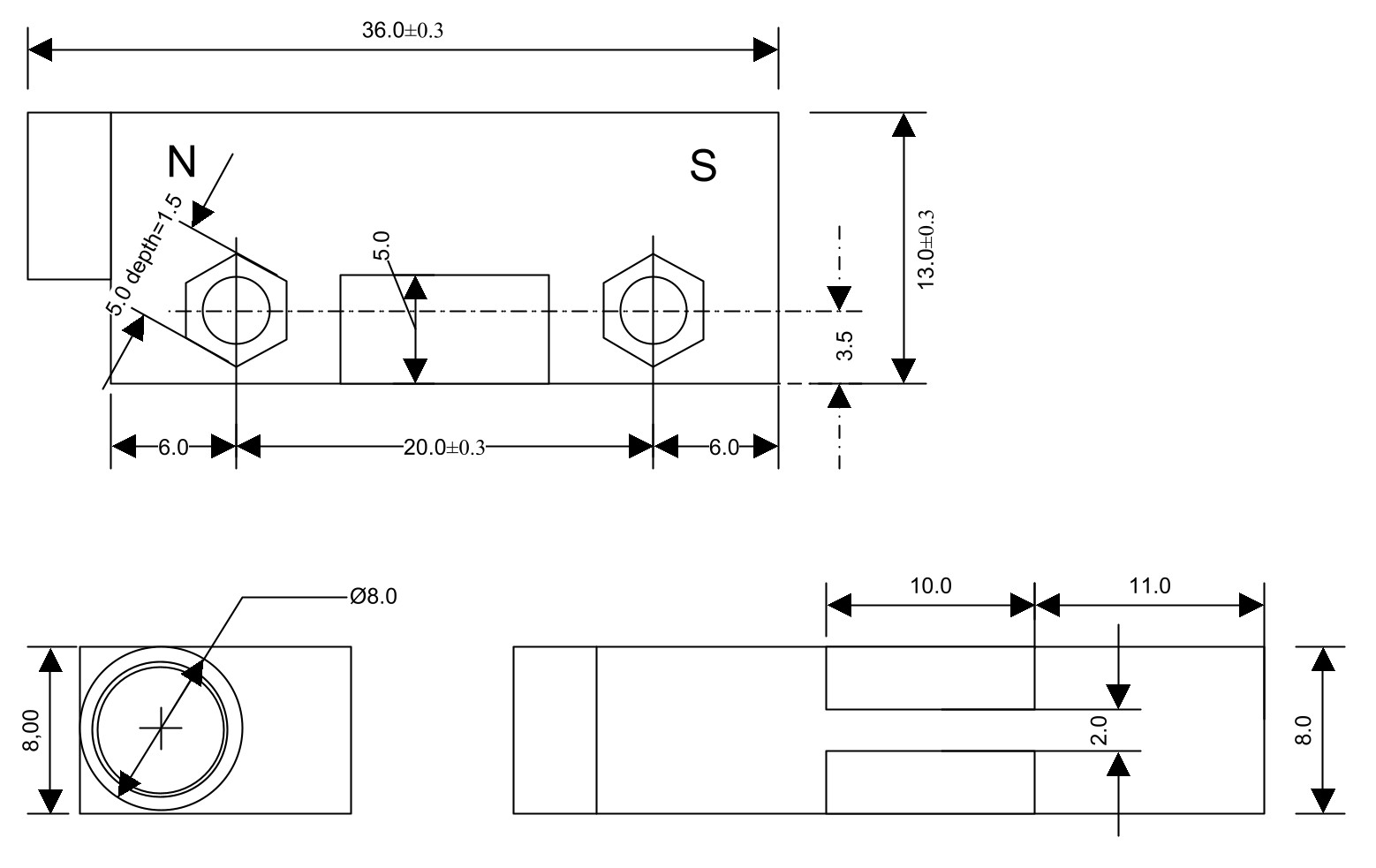 Technische Zeichnung MMA-105-TD-R1.0